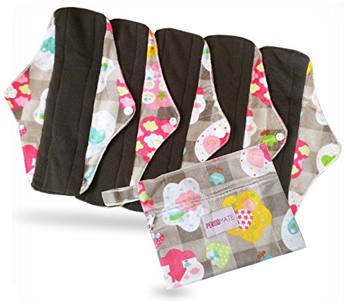 PeriodMate Cloth Menstrual Pads and Panti liners (Rainbow Hearts, Large)