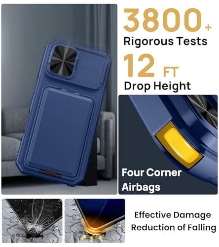 Image of SSLOTSCASE for iPhone 17 Case with Stand & Credit Card Holder, Blue