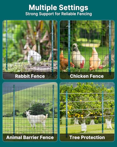 Image of ARIFARO Fence Posts 3 Feet Sturdy Duty Metal Fence Post, Pack of 10, No Dig Garden U Post for Wire Fencing Steel Post for Yard, Outdoor Wire