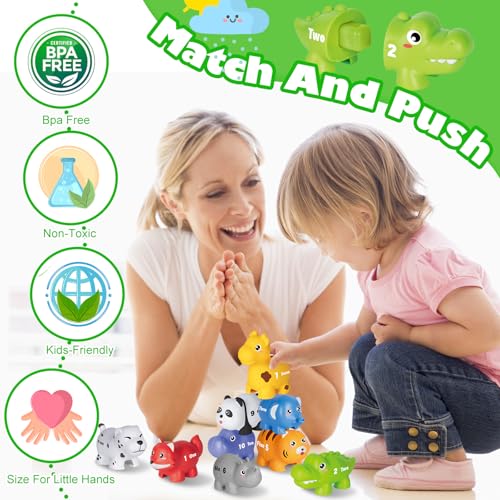 Image of Learning Toys for 2 3 4 Year Old, 20 Pcs Number Matching Game with Digital English, 10 Different Animal Figures, Preschool Activities Montessori Fine Motor Toys for Toddlers Kids