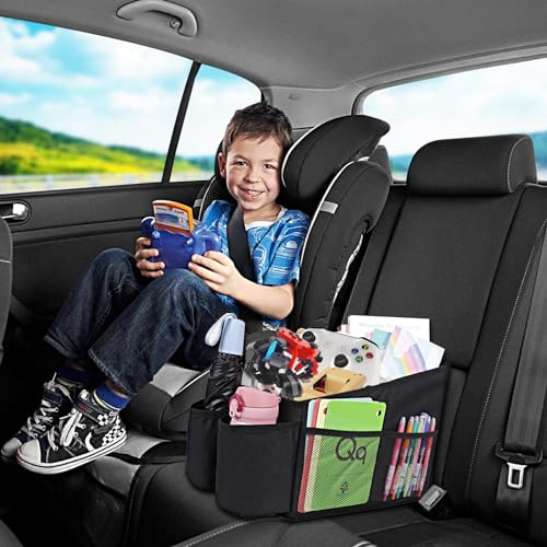 AiQInu Autositz Organizer Auto Zubehör Innenraum, Aufbewahrungsbox Kinder mit Becherhaltern und Netztaschen für Vorderen Rücksitz und den Kofferraum für Spielzeug, Bücher, Snacks, andere Utensilien
