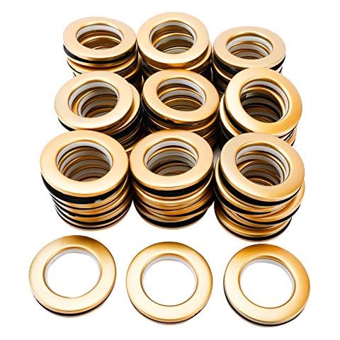 Curtain Grommets 48Pack 1-9/16 Inch(40mm) Inner Diameter Curtain Eyelet Grommets Matte Rings Nanoscale Low Noise Roman Ring for Window Curtain, (Gold) Cover
