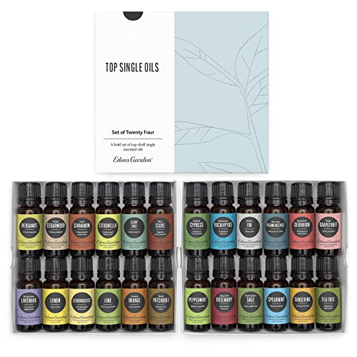 Edens Garden Essential Oils Top 24 Set – 100% Pure Therapeutic Grade, Undiluted, Natural Aromatherapy Scents Kit for Diffusers, Massage & Yoga – Relaxing Holiday Gift for Men & Women, 10 ml/ 24 Pack