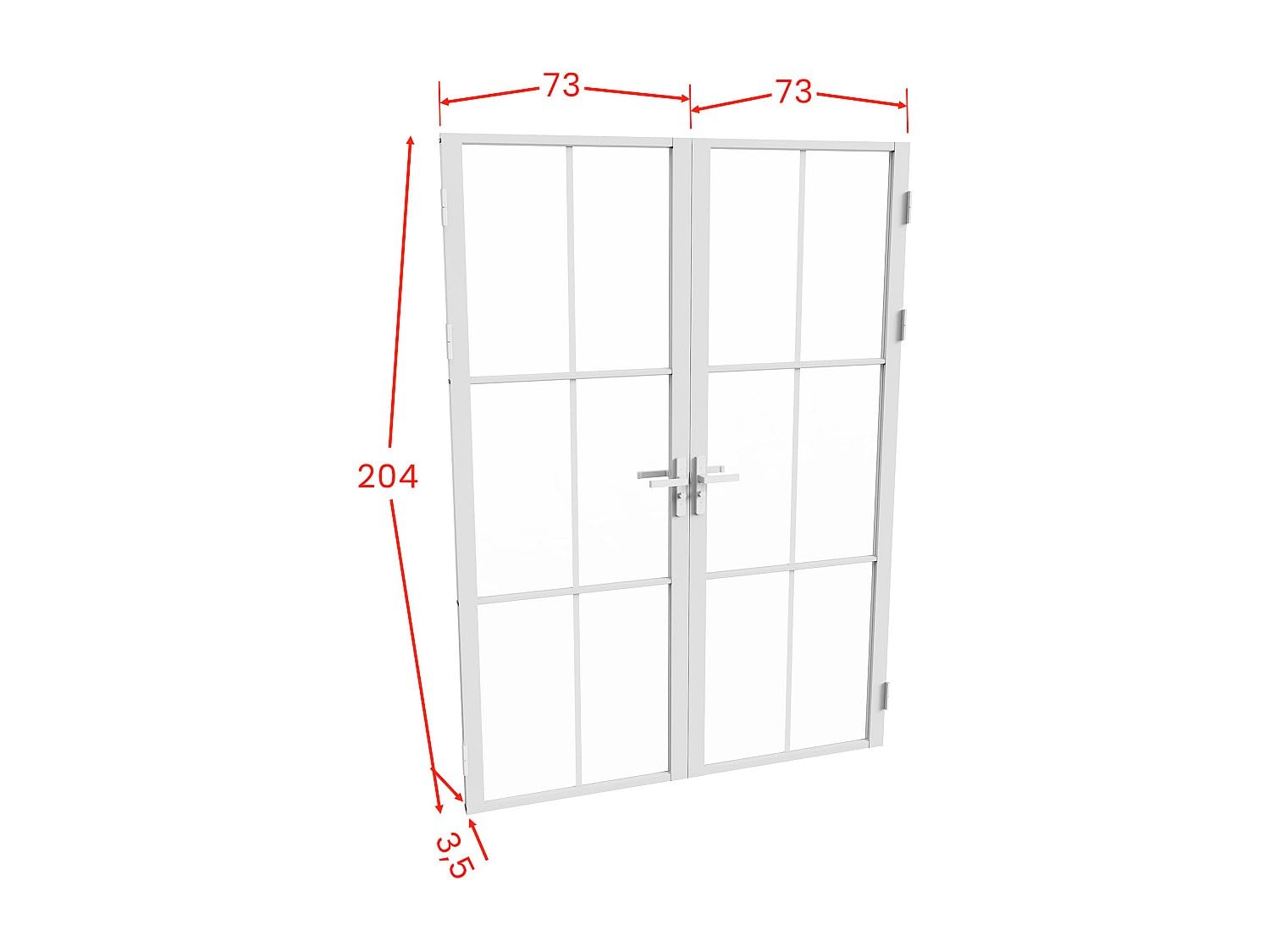 SEROTO - Bloque de puerta reversible con dos hojas de aluminio y vidrio templado, 2 x 204 x 73 cm, color blanco
