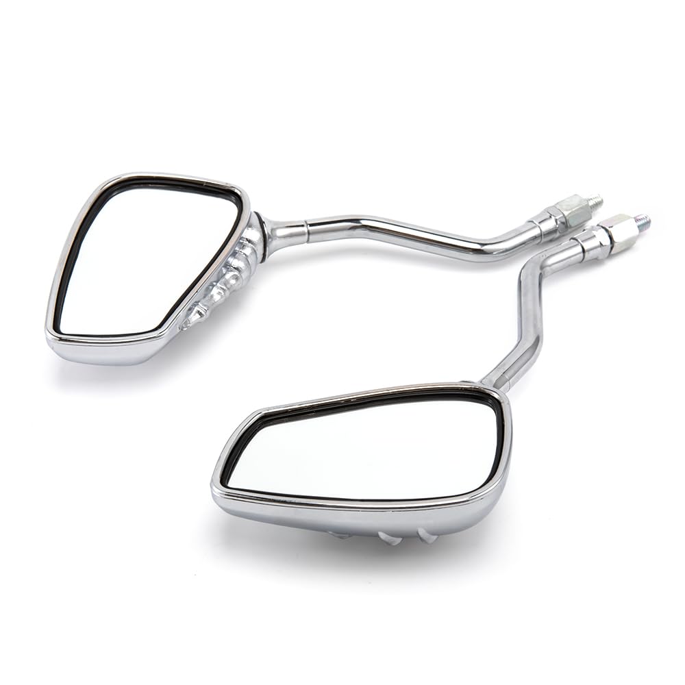 universel 8mm 10mm retroviseur moto chrome avec motif tête de mort et griffes retroviseur moto ompatible avec les motos sportives les choppers et les cruisers (Argent)