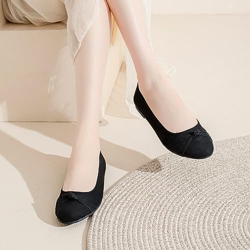 Veittes Women's Wide Width Flat Shoes, Classic Soft Round Toe Design Ballet Flats.4