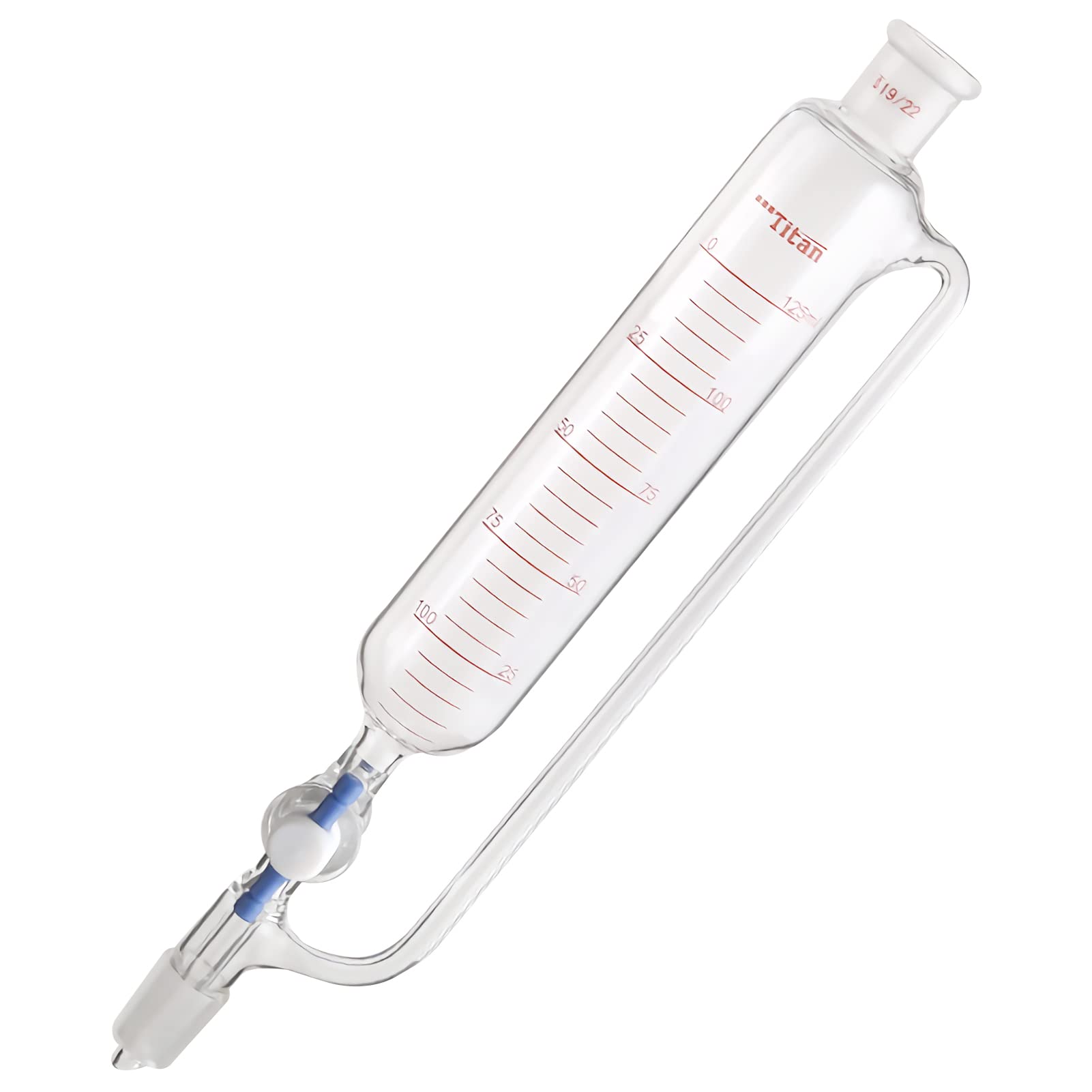 Glass Pressure Equalizing Addition Funnel, Constant Pressure Dropping Funnel with PTFE Stopcock Chemistry Laboratory Glassware (125ml,24/40 Joint)