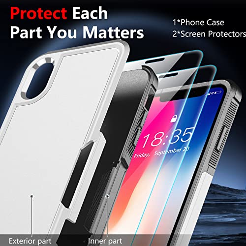 SPIDERCASE for iPhone X/XS Case,[Dual Layer][10 FT Military Grade Drop Protection] [Non-Slip] [2 pcs Tempered Glass Screen Protector] Heavy Duty Shockproof Case for iPhone X/XS 5.8-White - image 4