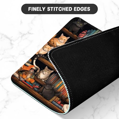 Itnrsiiet Mouse Pad, Gaming Mouse Pad, Mouse Pads For Desk, Non-Slip Rubber Base Stitched Edge Premium-Textured Waterproof For Wireless Mouse Computers Laptop,10.2×8.3 In,Cat On The Desk thumb #3