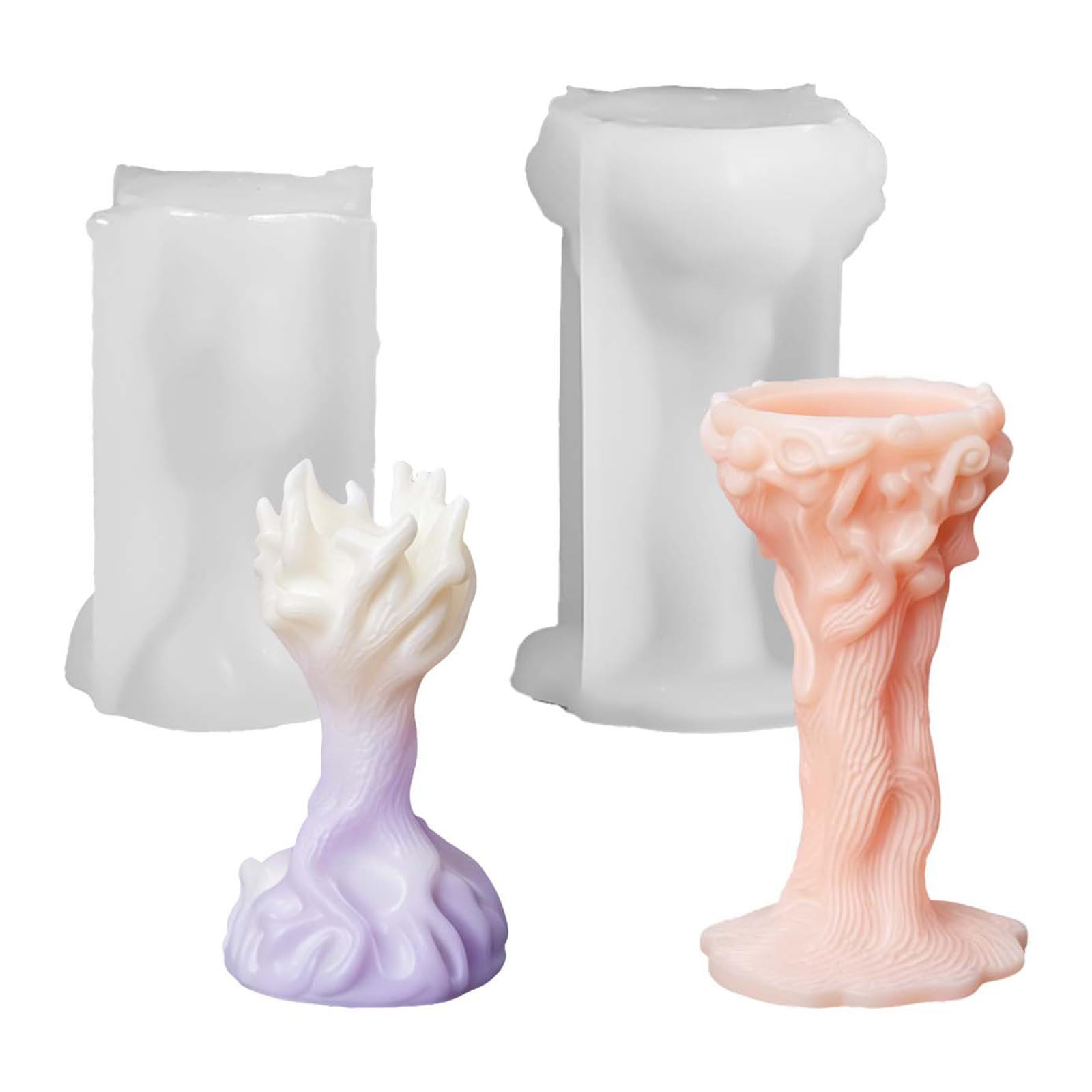 FGDTREE Silicone Mold Set, 2-Piece Halloween Holder Shapes for Wax Pouring, Gothic Table Decor Look, Easy Release Maker Supply Halloween Mold Eerie Holder