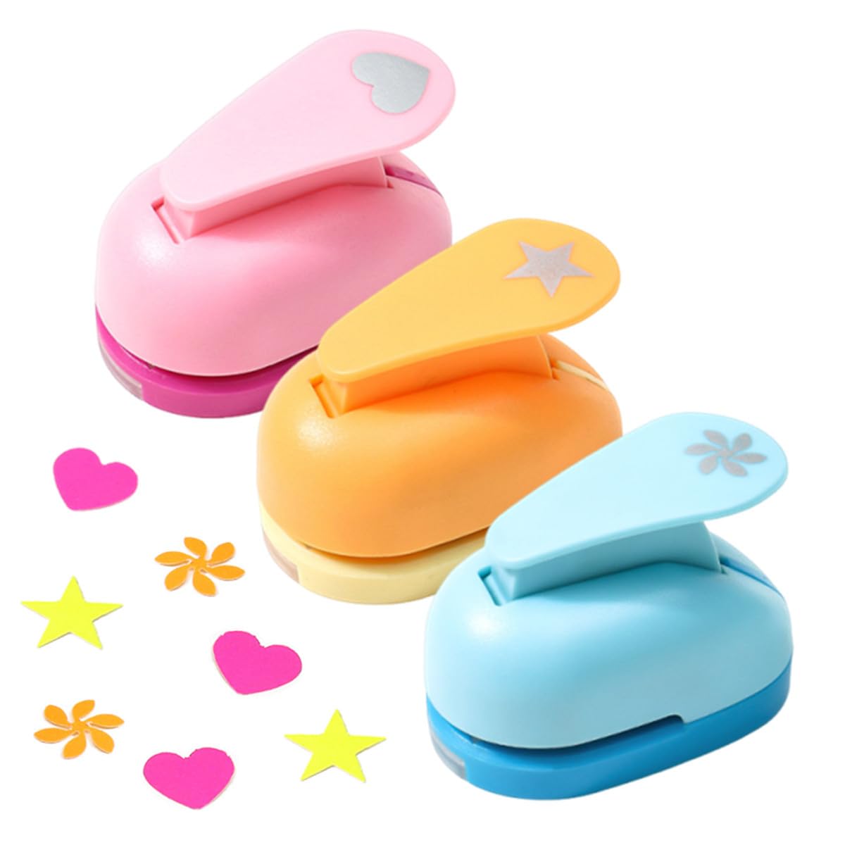 Ruichy 3Pcs 3 Pcs Paper Punches For Crafts, 15Mm Hole Puncher Flower Heart Star Shape Cutter For Cardstock & Scrapbooking, Portable Paper Punchers Diy Crafts Punch For Card Making Hobby Craft Photo Album