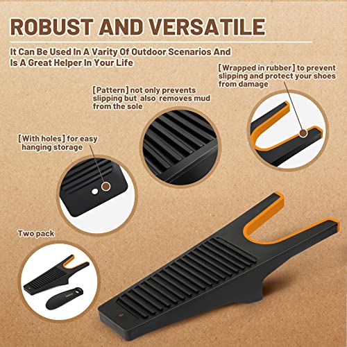 ZOMAKE Stiefelknecht für Gummistiefel Reitstiefel Lederstiefel,Stiefelknechte für Gummiboot Stiefelspanner mit Schmutzkratzer und Schuhlöffel(Schwarz+Orange A)