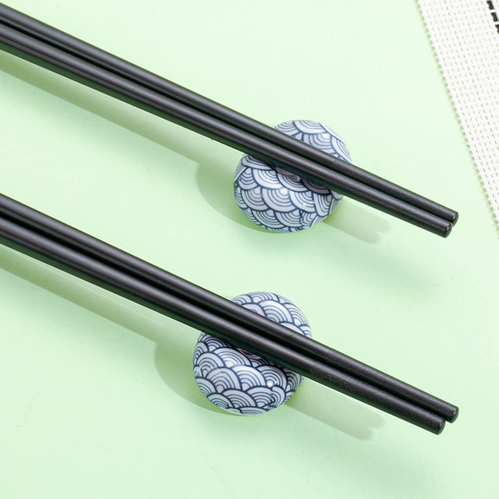 6 Stück Keramik Essstäbchen Ablagen mit Geschenkbox ,stäbchen Ablagen ,chopsticks holder schwarz Stäbchenhalter,Essstäbchen Halter für stäbchen,Chopsticks Shelves Stäbchenauflage