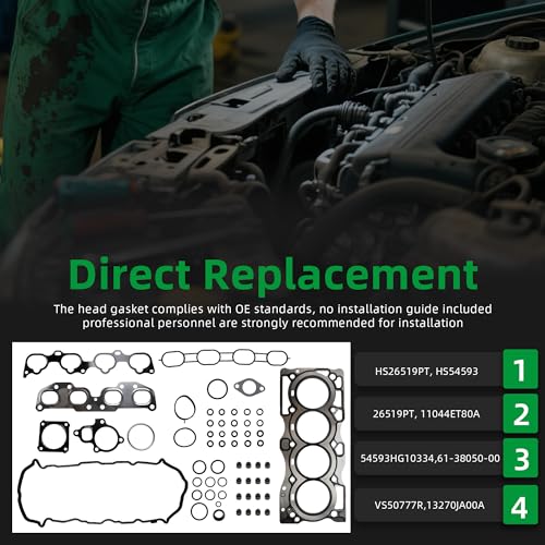 Image of Head Gasket Set, for Nissan Altima 07-12, for Nissan Altima 07-11 | for Rogue Select 14-15, for Rogue 08-13, for Sentra 07-12, 2.5L, OE HS26519PT,HS54593