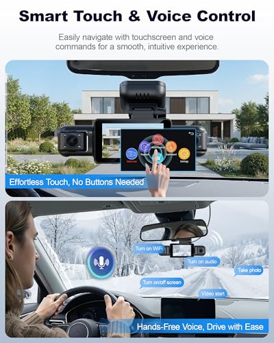 Image of N300Pro 4K 4 Channel Dash Cam Front and Rear, STARVIS 2 Sensor, 3 inch Touch Screen, 5.8GHz WiFi GPS, 360 Car Dash Camera, AI Driver Monitor System, Free 64GB Card, WDR Night Vision HDR, 24H Parking Mode