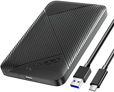 GiGimundo 2.5" Hard Drive Enclosure Tool Free, USB C 3.1 Gen 2 to SATA III 6Gbps External Enclosure for 2.5inch 7mm 9.5mm SSD HDD, UASP Supported (GGPW25-C3-BK)