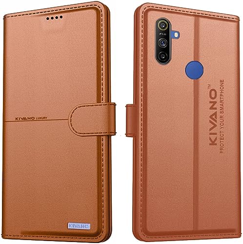 Image of Kivano Compatible With Realme Narzo 10A / Realme 5 / Realme 5s / Realme 10 / Realme Narzo 20A Flip Cover | Leather Finish | Inside Pockets & Inbuilt Stand | Shockproof Wallet Style Magnetic Closure