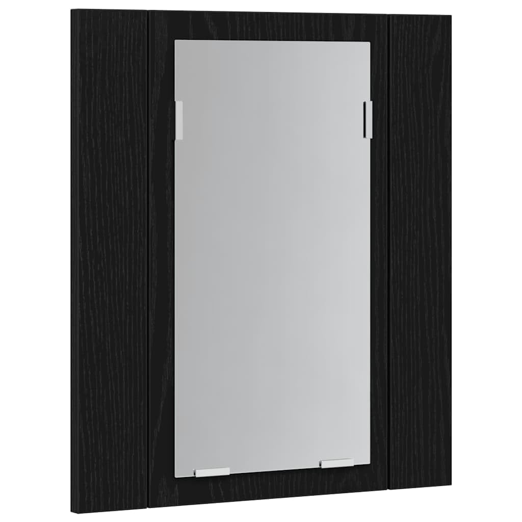 Szafka łazienkowa z lustrem LED, dąb czarny, 40 x 12 x 45 cm, materiał drewnopochodny z oświetleniem RGB, złącze USB, montaż ścienny, oszczędność miejsca, duża przestrzeń do przechowywania