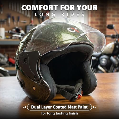 Image of Cortex TRIGER Half Face Helmet Glossy Finish with Scratch Resistant Polycarbonate Visor, Hard ABS Shell Helmet for Men and Women | Clear Visor, Lightweight
