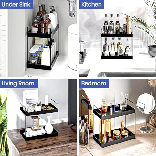 Image of WonderStand NOVA (Black) 2-Tier Countertop Multipurpose Organizer|Tiered Shelf Storage Rack, Counter Top Organiser Storage Shelf for Home Kitchen and Bathroom