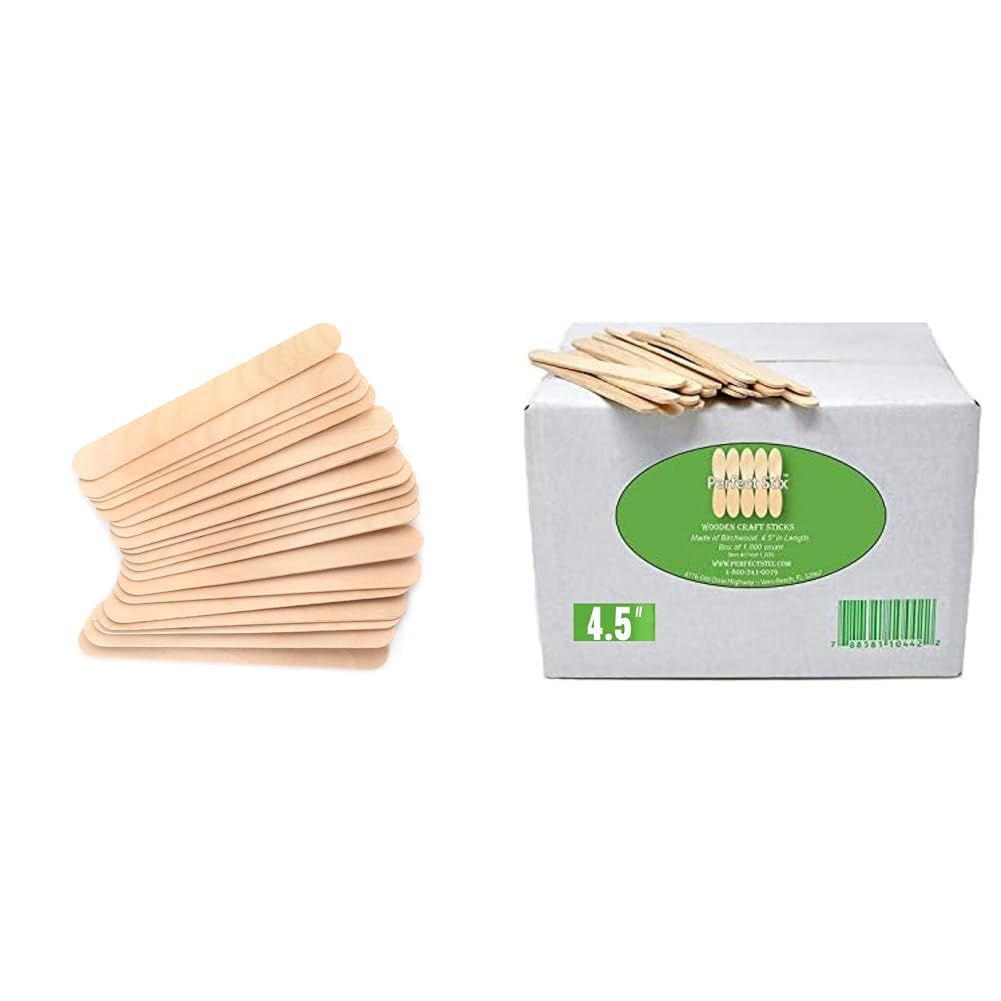 Perfect Stix 500Ct 6x3/4 Jumbo & 1000Ct 4.5" Craft Sticks Wooden Poplar Birchwood Multipurpose Popsicles Waxing Arts Crafts