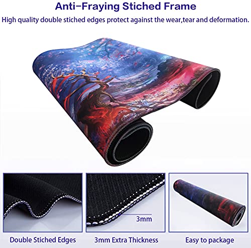 Pepyjan Gaming Mouse Pad, Extended Mouse Pad, Large Computer Keyboard Mouse Pad Desk Mat With Non-Slip Base For Home Office Gaming Work (31.5X11.8X0.12 Inch) - Tree #TOP5