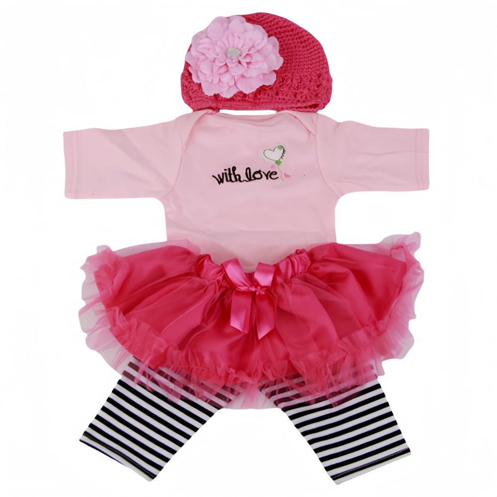 4 Pcs Reborn Baby Doll Clothes Outfit Set for 17-22 Inch Reborn Girl Dolls, Doll Clothing Set Costume Accessories Best Present for Kids & Reborn Doll Collectors