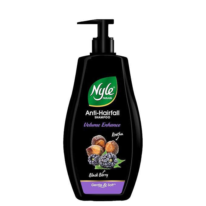 Nyle Naturals Volume Enhance Anti Hairfall Shampoo, With Reetha And Blackberry, Gentle and soft shampoo , PH balanced and Paraben free, For Men and Women, 1L at Rs. 105