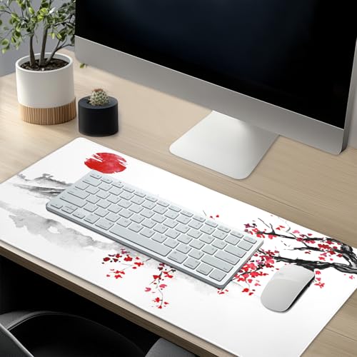 Image of Cherry Blossom Sakura Gaming Mouse Pad 31.5x11.8inch with Stitched Edges Extended Waterproof Desk Pads Non-Slip Rubber Base Large Keyboard Mat Computer Gaming Mousepad for Work /Office /Home (Eight)