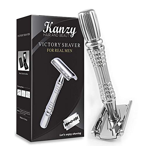 Kanzy Rasierhobel Herren und Damen mit 10 Klingen Edelstahl, Nassrasierer Sicherheitsrasierer arbeitet mit allen Doppelkante Rasierer Klingen Safety Razor Set - Image 8