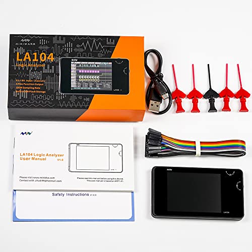 Image of Digital Logic Analyzer LA104 USB Mini 4 Channels 100MHz Max Sampling Rate Built in 8MB Flash Storage 2.8 Inch Oscilloscope