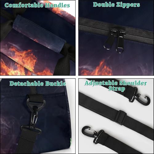 Kids Duffle Bag Personalized Gym Bag Overnight Bags, Ideal for Travel and Sports, Suitable for Men Women for Gym, Dance, Yoga, Durable Waterproof Sport Overnight Handbags Rugby Fire4