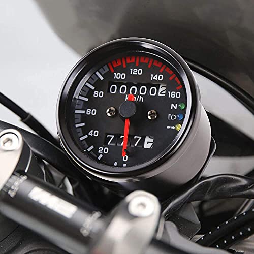 Image of Vagary Universal Motorcycle Dual Odometer Speedometer Gauge LED Background Light Analog Speedometer (Universal for Bike), Pack of 1, Black