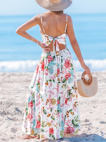Image of CUPSHE Women's Maxi Dress Floral Print Twisted V Neck Sleeveless Long Dress Summer Casual Dress