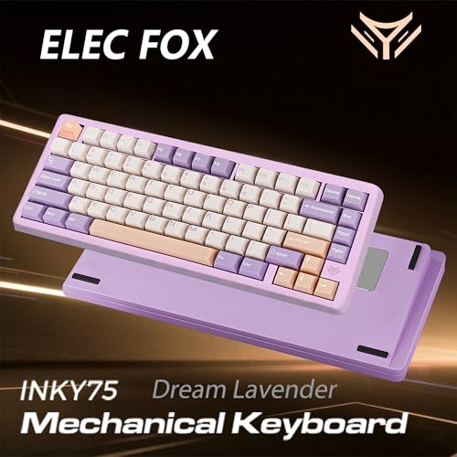 Image of MK INKY75 CNC Aluminum Mechanical Keyboard Triple-Mode Connectivity Gaming Keyboard, 75% Layout Mechanical Keyboard,with Superior Acoustics, Creamy Sounding, RGB /HMX /4000mAh(Dream Lavender)