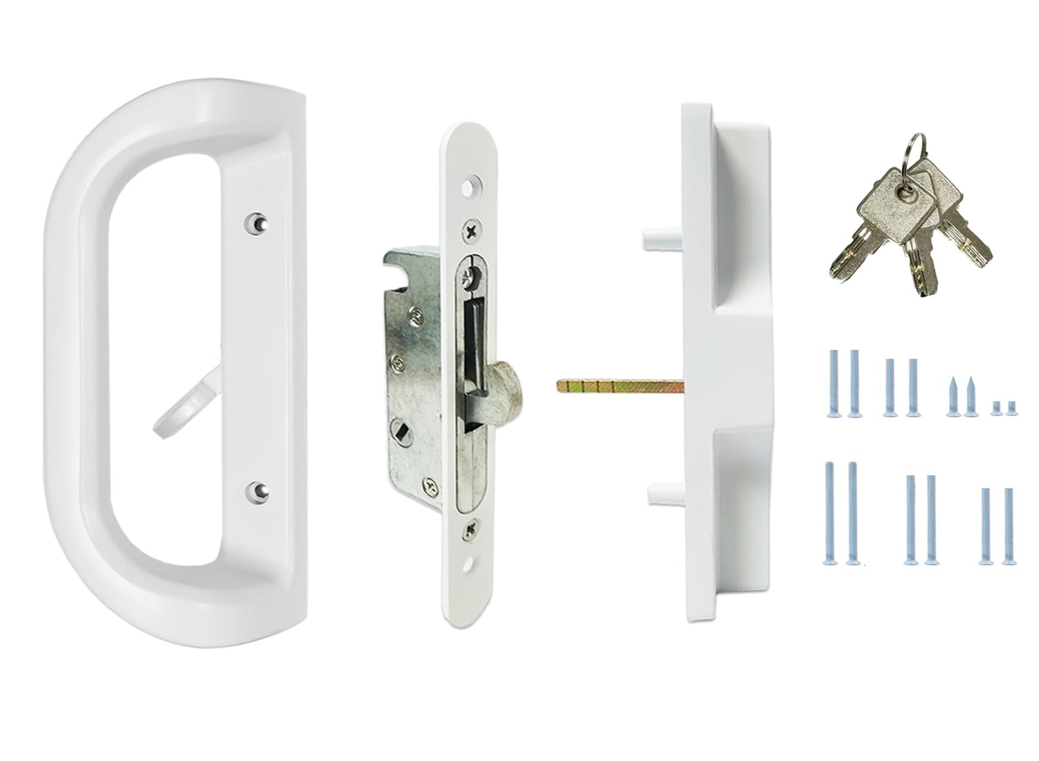 tadi.515 Sliding Patio Door Handle Set with Key Cylinder and Mortise Lock
