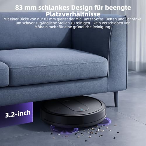 MONSGA Saugroboter mit Wischfunktion 3 in 1, Staubsauger Roboter 3000PA, Saugroboter mit 2 Bürsten, Selbstaufladend, WiFi, 140Mins, Ideal für Tierhaare, Teppich, Hartboden (Schwarz)