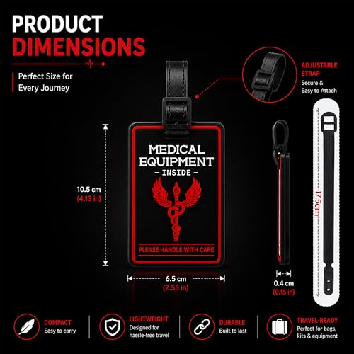 Image of Storite Pack of 2 Luggage Tags with Black Silicon Strap (Black & Red)