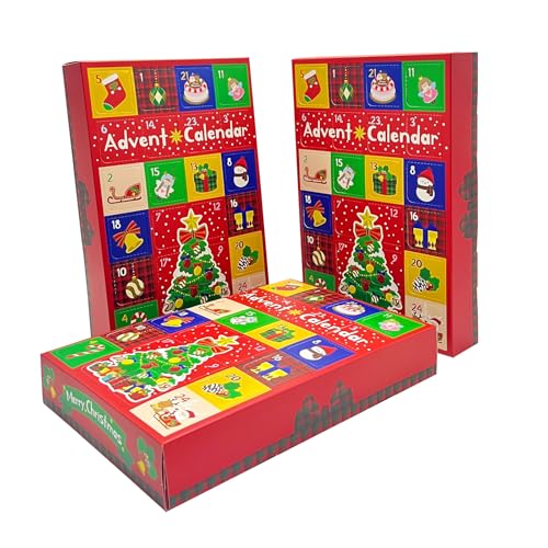 3 Pcs DIY Christmas Advent Calendar Empty Boxes 24 Days Fillable Christmas Countdown Calendar Gift Box Make Your Own Xmas Countdown Gift Boxes for Adults & Kids Holiday Presents (Christmas)