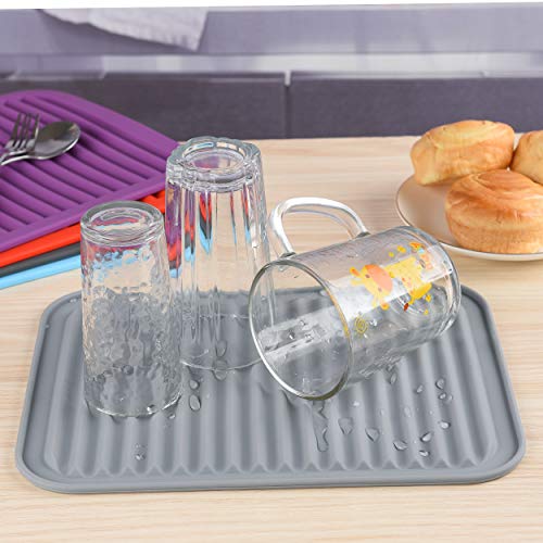 Spuvgvc Silicone Trivets For Hot Dishes, Trivet Mat-Hot Pads For Kitchen-Versatile Trivet Mat For Hot Pots&Pans-Heat Resistant Mats For Counter&Table, Pot Holders Drying Mat (9X12) Pack 2 Light Grey #TOP5