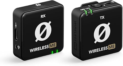 RØDE Wireless ME Sistema de micrófono inalámbrico ultracompacto con micrófonos integrados, tecnología GainAssist y alcance de 328.1 ft para cine,
