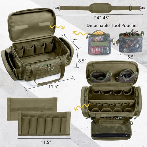 Image of Heavy Duty Tool Bag Organizer with Strong Magnets & Detachable Pouches, Tactical Tool Tote for Men, Multiple Pockets, Anti-Friction Bottom Utility Tool's Bag for Electrician,Mechanic