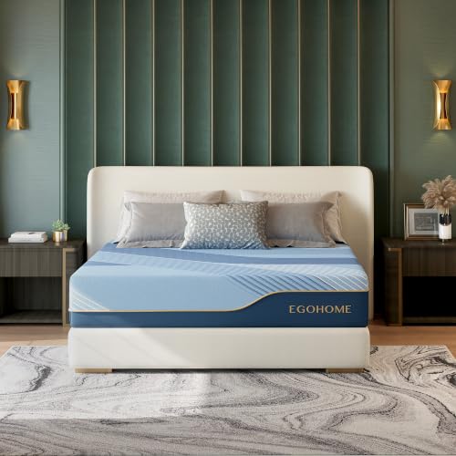 Image of EGOHOME 12 Inch King Size Mattress in a Box, Copper Gel Memory Foam for Cool Sleep, Fiberglass-Free, Pressure Relieving, Medium Firm, CertiPUR-US Certified, 80''L x 76''W