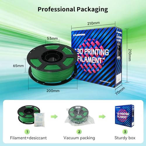 Image of FLASHFORGE High Speed PLA+ 3D Printer Filament Pure Green, Enhanced Melt Flow for Faster, Smoother Prints, 500mm /s Rapid Printing, Feature Sleek Matte Finish, Rich and Solid Color