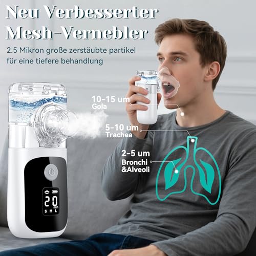 Inhalationsgerät, Leiser Inhaliergerät für Erwachsene Kinder, USB-C-Aufladbarer Tragbarer Inhalator mit Einstellbarem Sprühstärke… – Ansicht 3