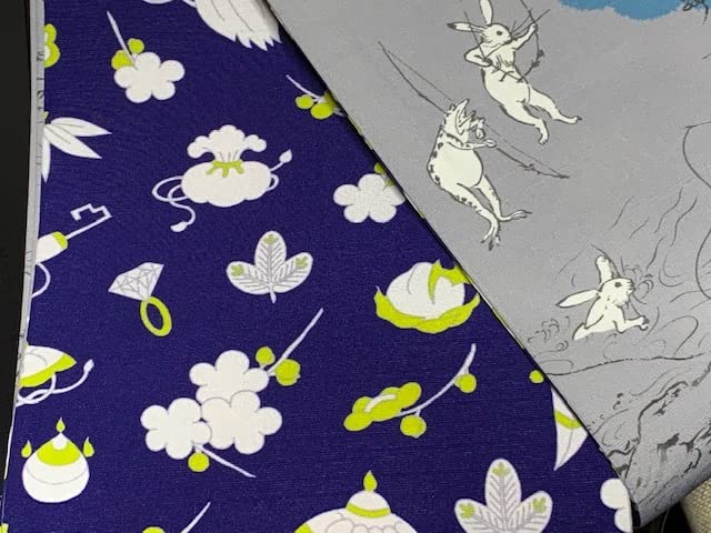 Amazon.co.jp: 袷の着物に撫松庵 半幅帯猫と鳥獣戯画と裏は