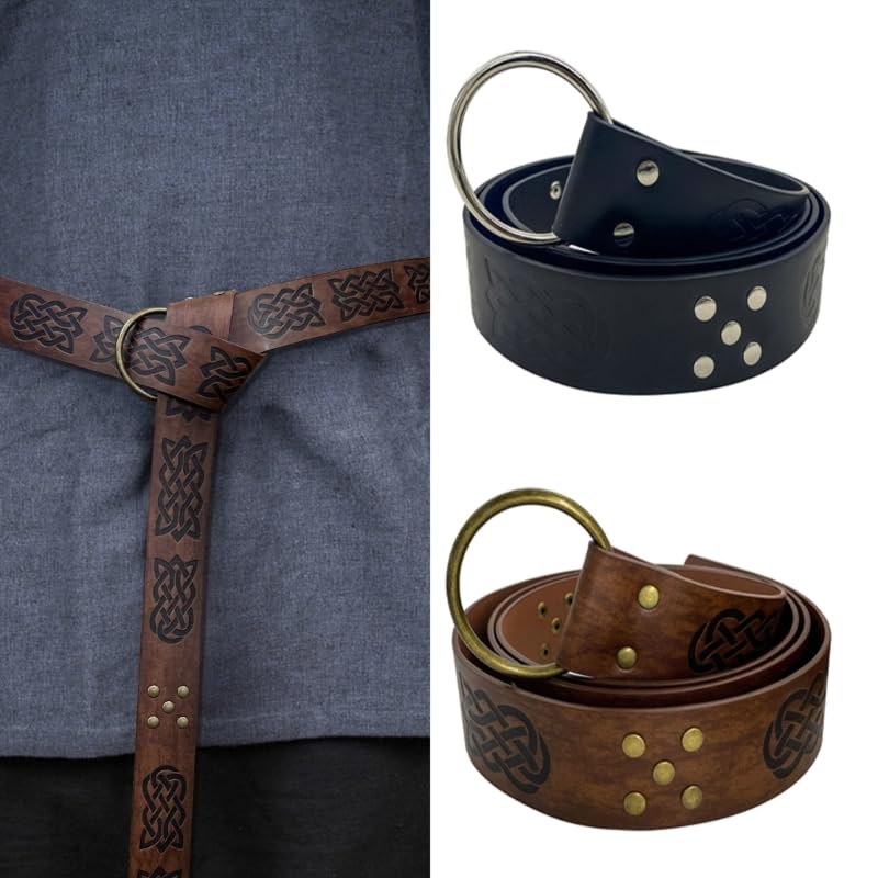 Medieval Keltic Embossed Rivet Belt Vintage Circular Strap Men Women Belt Waistband Unisex Costume Accessories Viking embossed rivet belt3