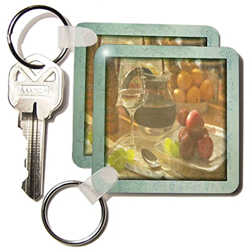 Porte-clés Vin et fruits pour décoration de cuisine et trousseau de maison