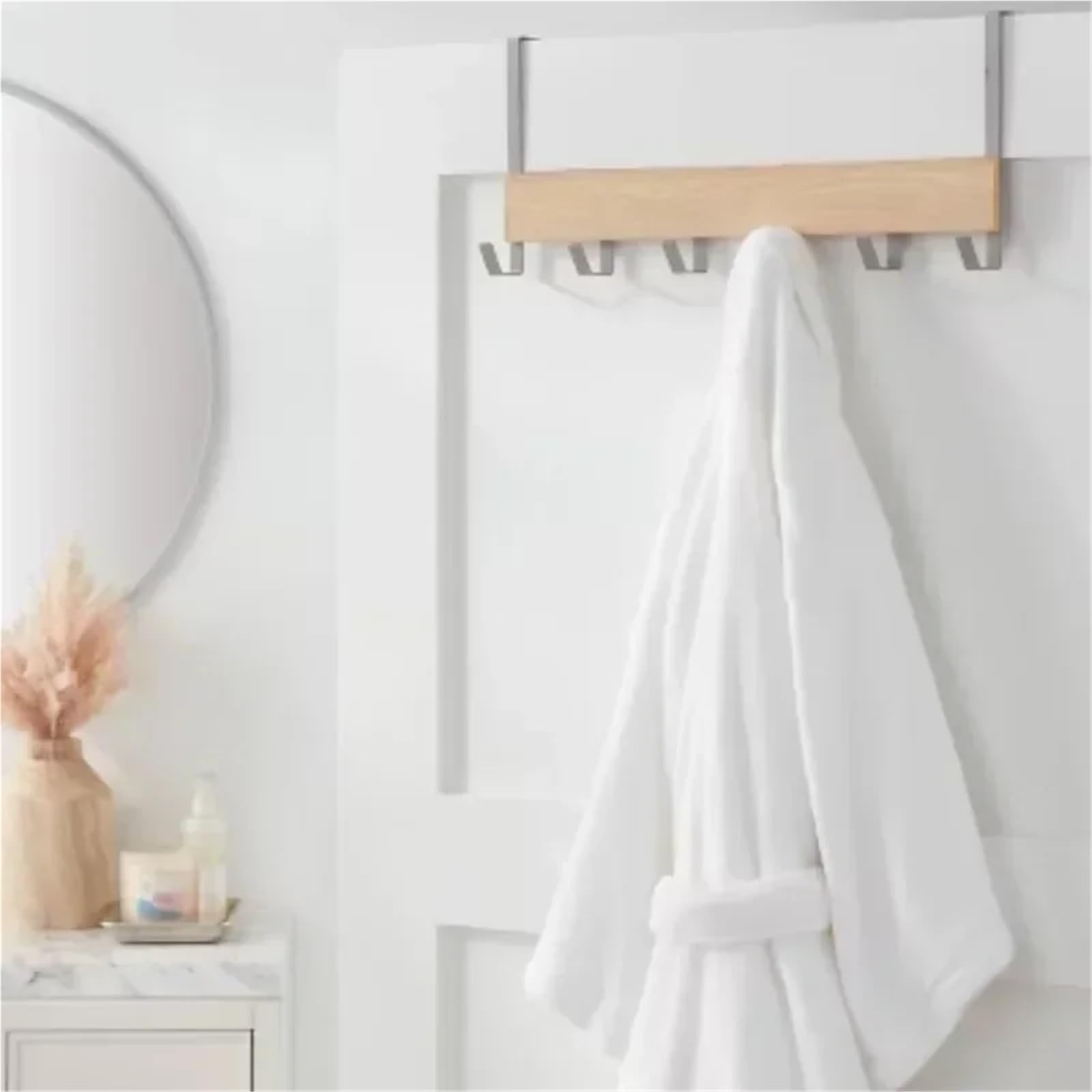 Gancho grande for colgar sobre la puerta con 6 ganchos de madera for mantener el espacio ordenado Para puertas