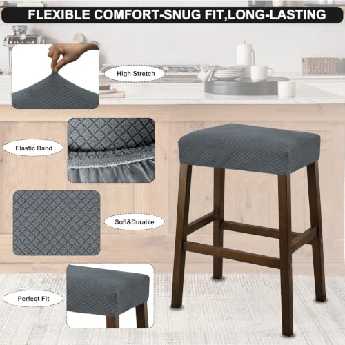Image of NeColorLife Rectangle Bar Stool Covers Waterproof,Light Gray,4 Pack
